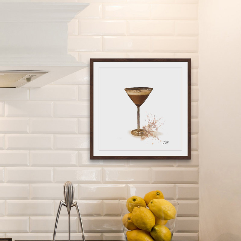 « choc martini », reproduction de peinture à l’aquarelle encadrée, H 12 po x l 12 po