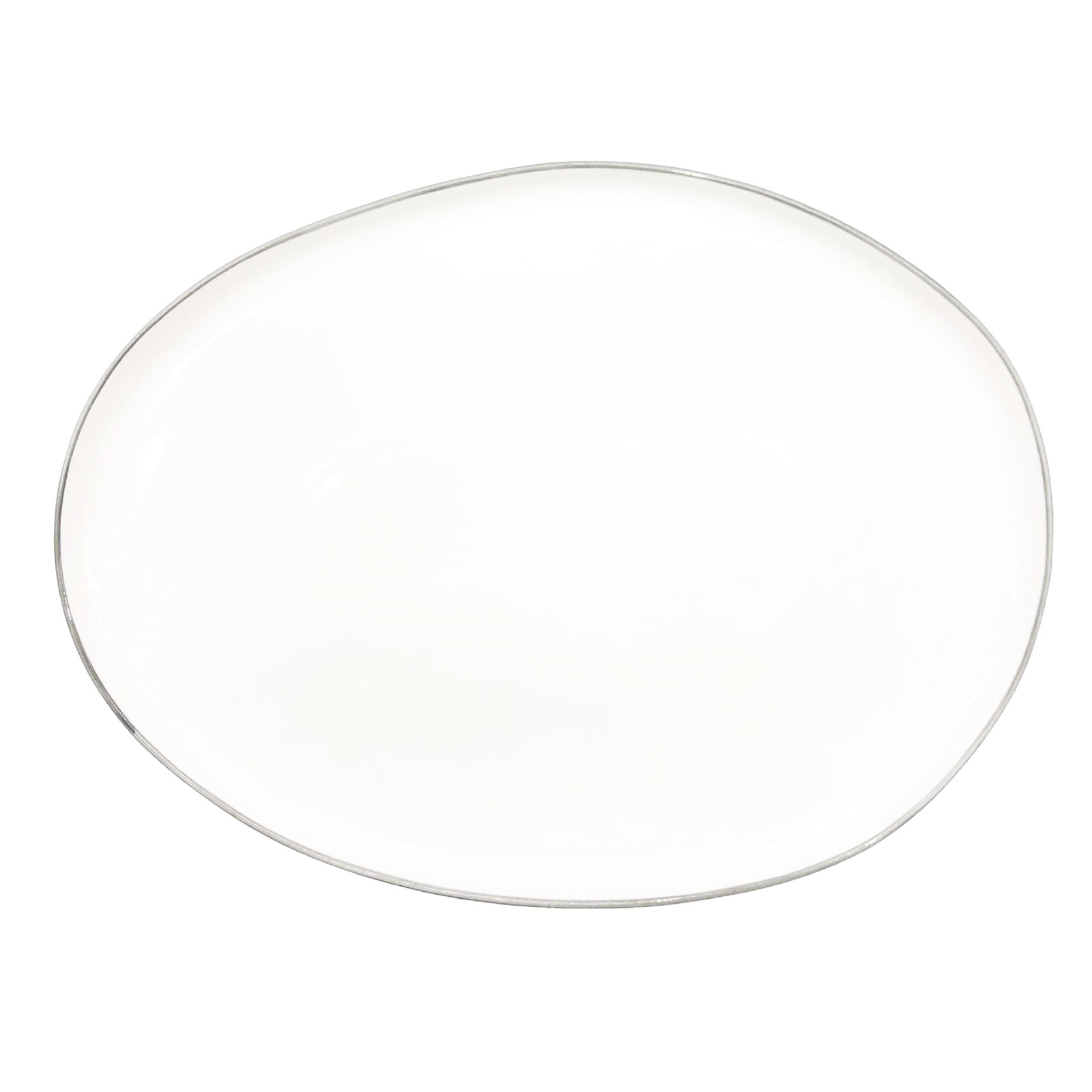 Canvas Home Abbesses Colored Rim Porcelain Serving Platter, Gray RIm
