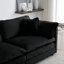 3 pièces avec coussins d'accoudoir, chenille noire, sièges relaxants, coussins décoratifs dans un cadre,