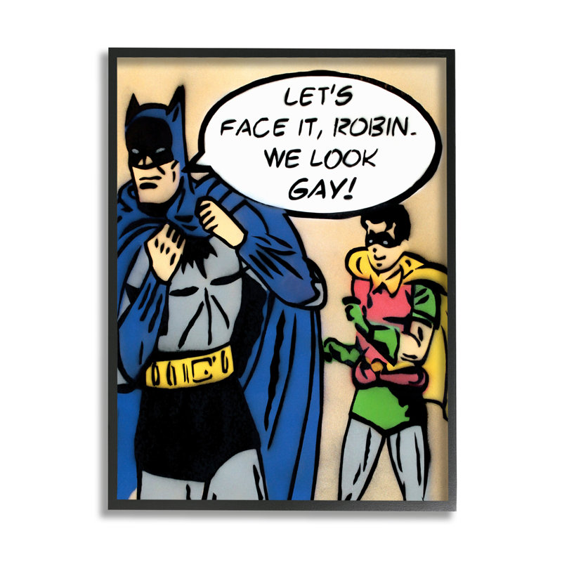«Let Face It Robin», impression comique encadrée sur bois par Juan Sly, Giclée encadrée noir minuit, H 14 po x l 11 po