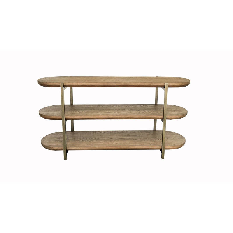 Console en brun, largeur du colis et café au lait de 116 lb avec tablettes de rangement, profondeur 61,2 64 po