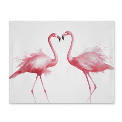 Two Pink Flamingo Watercolor Placemat | Pink Home Decor