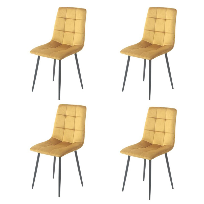 Adalaina 47cm H Tufted Velvet Upholstered Metal Armchair, Yellow