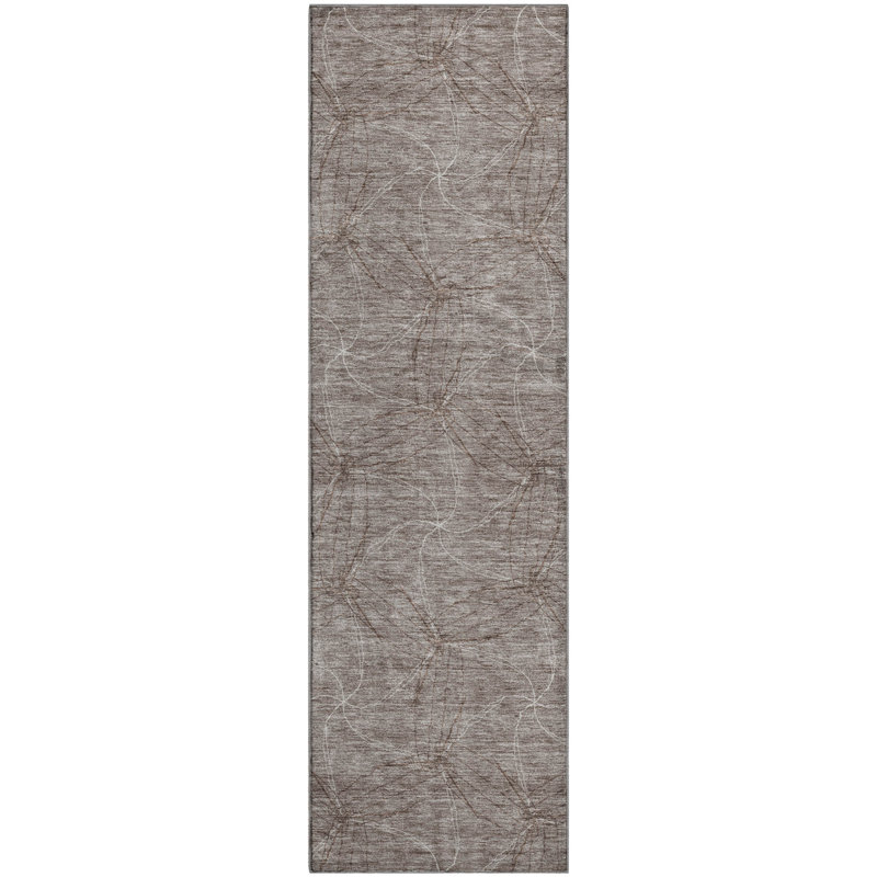 Tapis taupe Prisco lavable à la machine de qualité supérieure, Tapis de couloir 2 pi 3 po x 7 pi 6 po