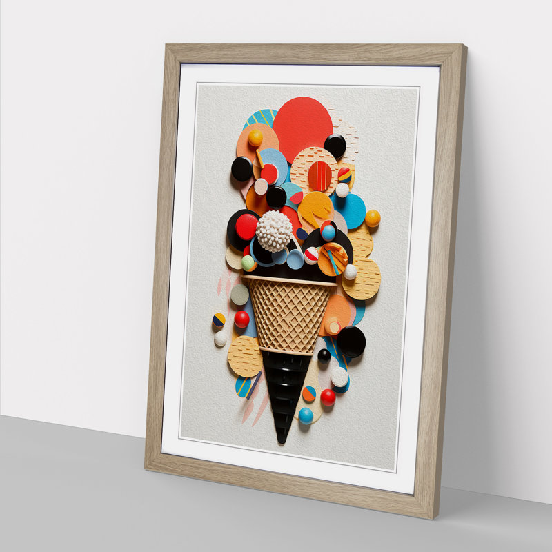 Ice Cream Constructivism No.2 - Framed Print, Oak Framed, 64cm H x 46cm W x 2cm D