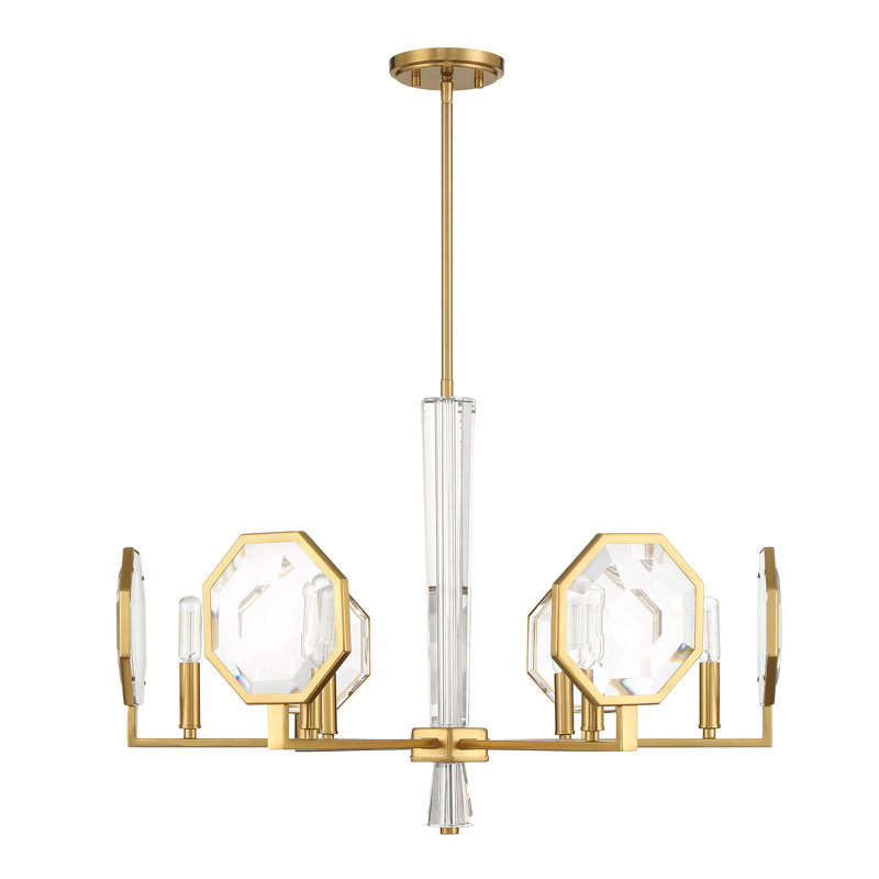 Leighton Warm Brass and Crystal 6-Light Chandelier