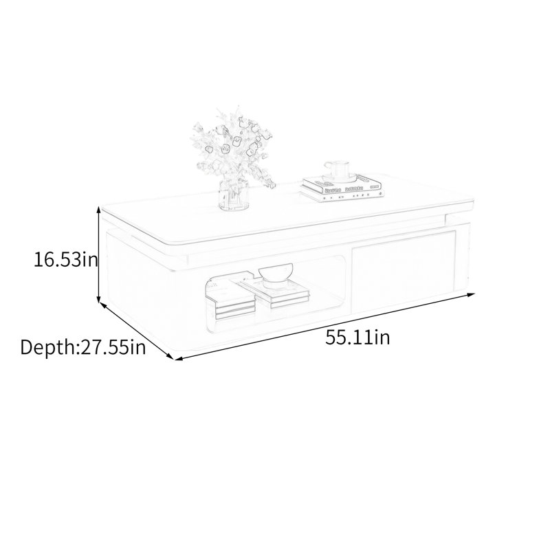 Table basse Luxury, Noir, H 16,53 po x L 55,11 po x l 27,55 po