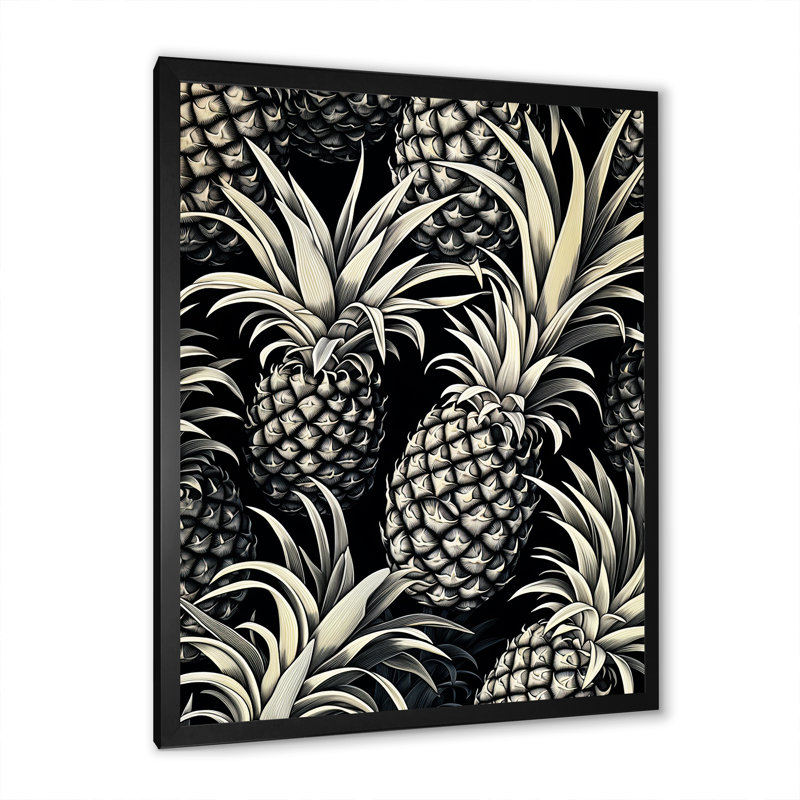 Doux ananas juteux délice III sur toile, Cadre photo noir, H 40 po x l 30 po x P 1,5 po
