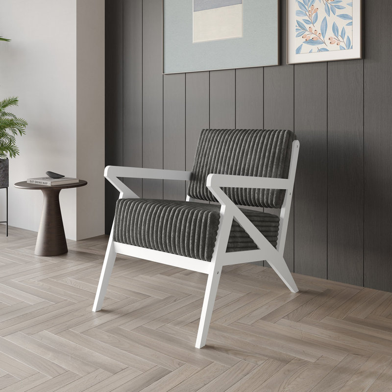 Fauteuil d'appoint en velours, Gris, Blanc