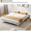 Base de lit plateforme en métal de 6 pouces de hauteur, lit grand à lattes à support robuste, aucun sommier requis, rangement sous le lit, assemblage facile, blanc-823841603-823841600
