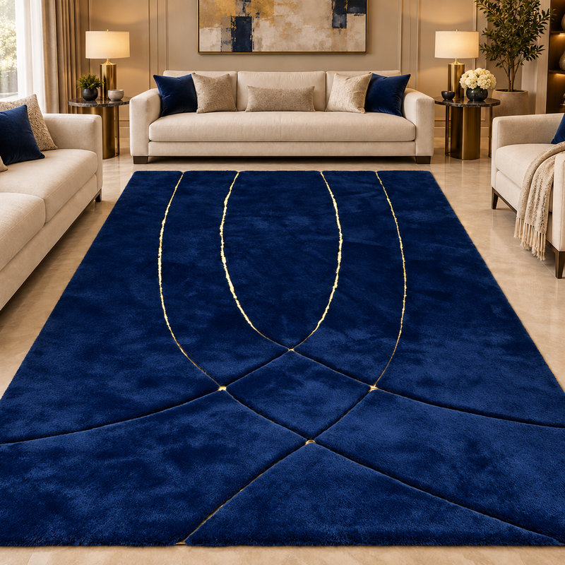 Tapis bleu marine en peluche Midnight, Rectangle 9 pi 6 po x 13 pi 6 po