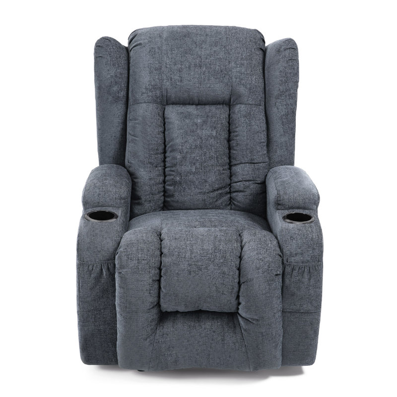 Fauteuil inclinable à massage manuel, tissu gris anthracite, rembourrage doux
