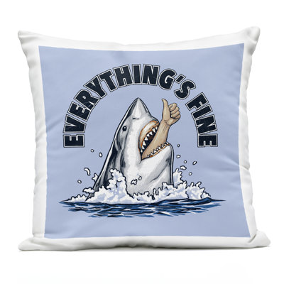Everything's Fine Shark Bite Outdoor Printed Pillow, design by Jedco Brands Inc.