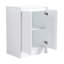 Combinaison de meuble-lavabo autoportant 72 po, 4 armoires de rangement et 2 armoires murales, mécanisme de fermeture en douceur, contreplaqué blanc brillant pour la capacité de la salle de bain