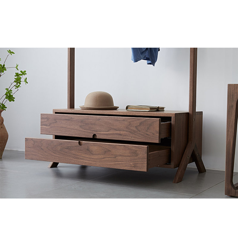 Portemanteau élégant avec double tiroir en noyer noir