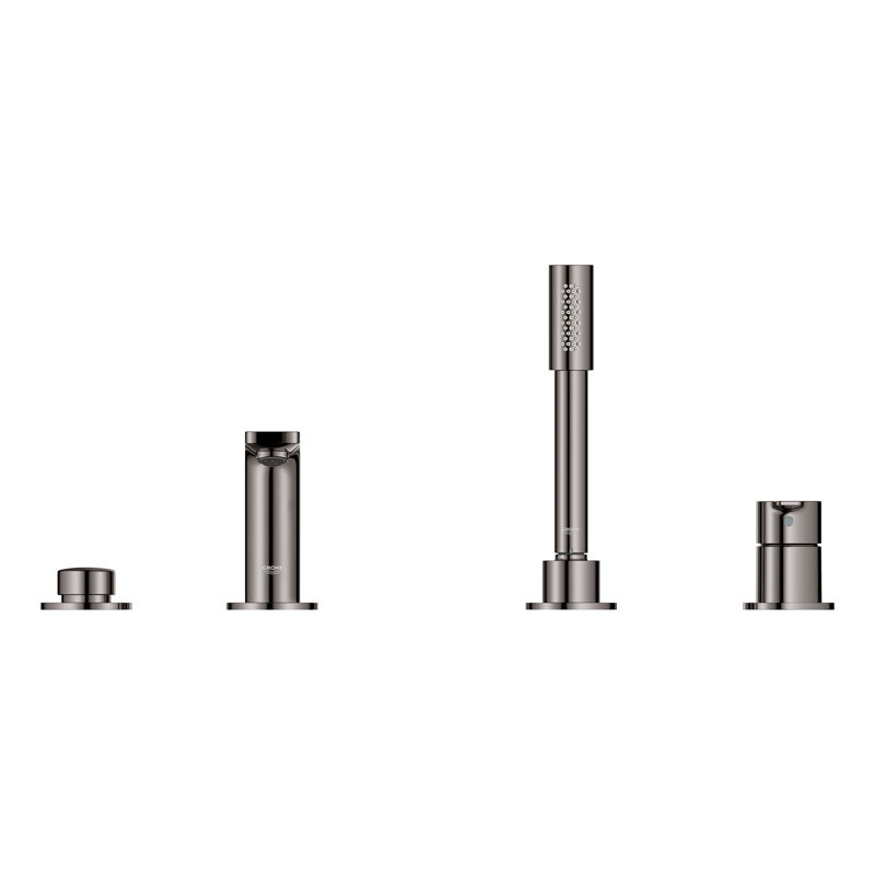 Lineare™ Double Handle Deck Mounted Roman Tub Faucet with Diverter and Handshower, Hard Graphite