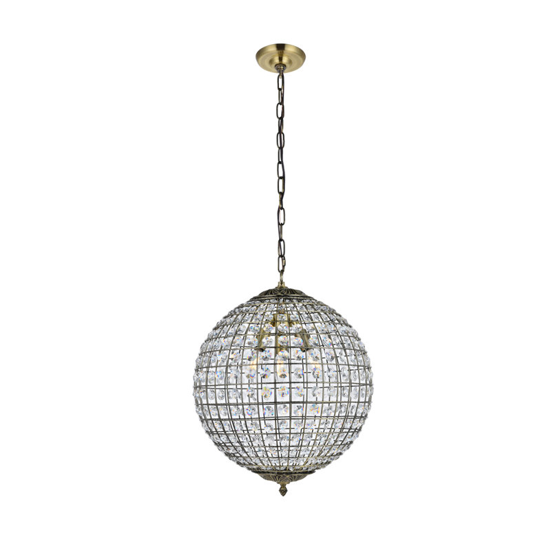 Luminaire suspendu sphérique en métal à intensité variable Tessanne, 3 lumières, H 20 po x l 16 po x P 16 po