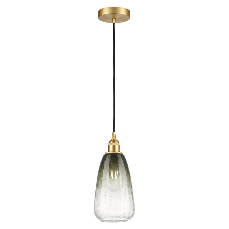 Edison - Brookhaven Almond - Mini-luminaire suspendu à cordon 1 lumière 6 po, Or satiné, Ardoise