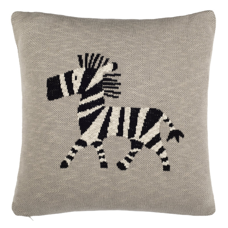 Zazu 20" Gray and Black Cotton Nursery Pillow