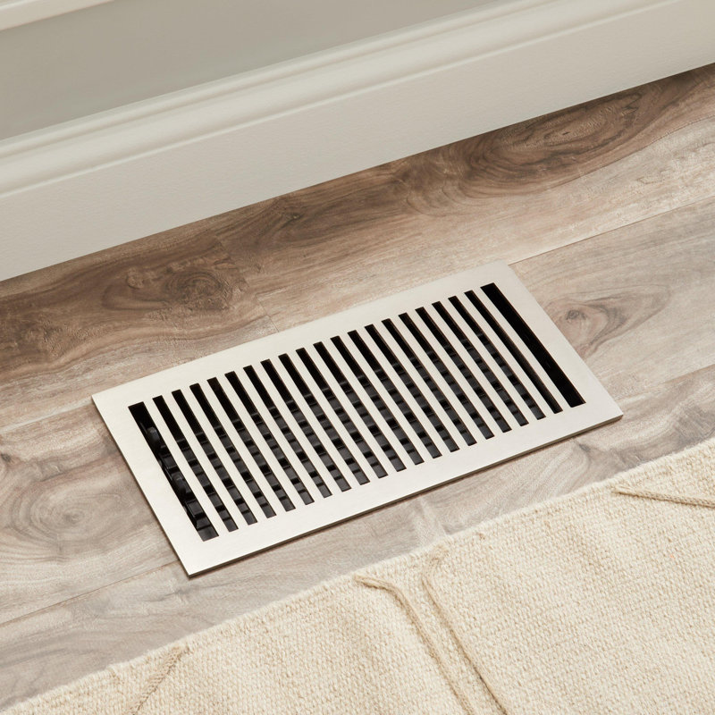 Brass Floor Register, Brushed Nickel