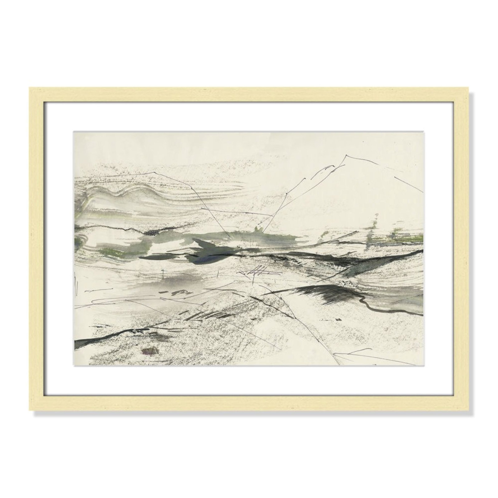 Green Sketches Print by PI Studio, 17" H x 23" W x 1.25" D, Gold Box Picture Framed, White