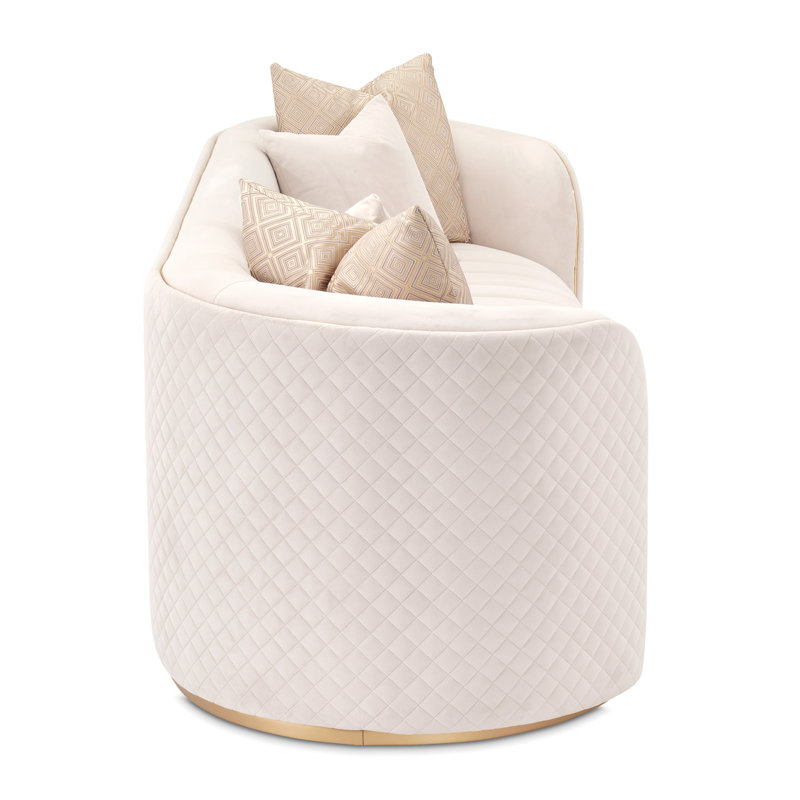 Ariana 83'' Velvet Round Arm Loveseat, Beige, 31" H x 97" W x 35" D