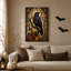 Raven perché sur une branche dans une arche gothique avec art mural d'Halloween-1179869559