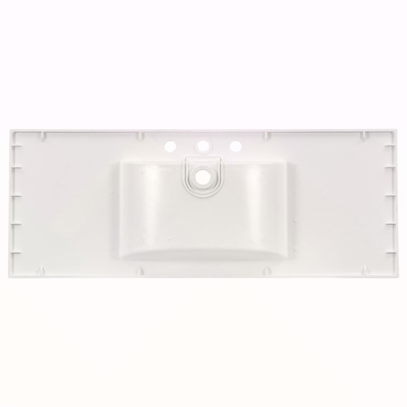 Plan de toilette composite de 122 cm (48 po) avec lavabo intégré, blanc, avec 3 trous pour robinetterie, comptoir seulement