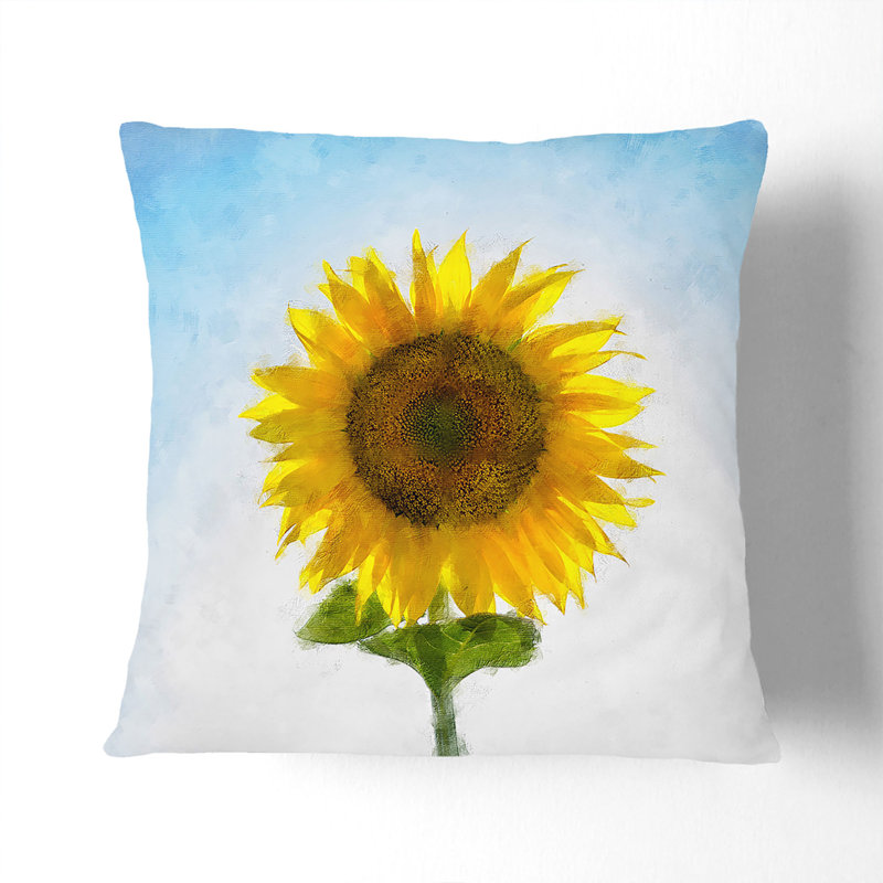 Sunflower Catching Rays Cushion with Filling, 40cm H x 40cm W x 15cm D, Black