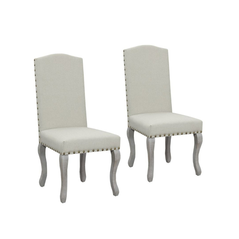 Ensemble de deux chaises Parsons rembourrées en tissu beige et gris