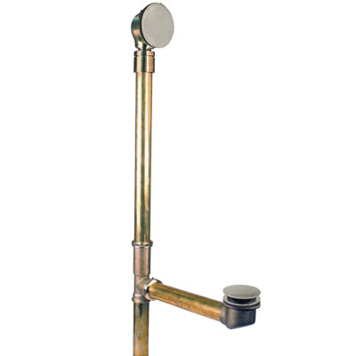 25" Tip-Toe Bathtub Leg Drain Assembly with No-Hole Overflow on Adjustable Ball Joint