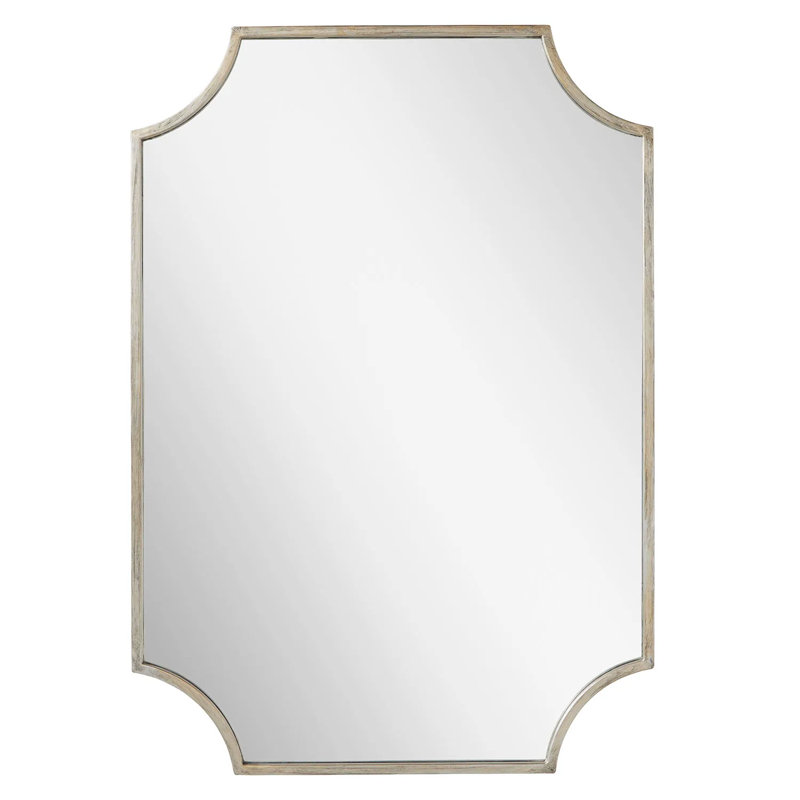 Antique Silver Rectangular Metal Framed Bathroom Vanity Mirror