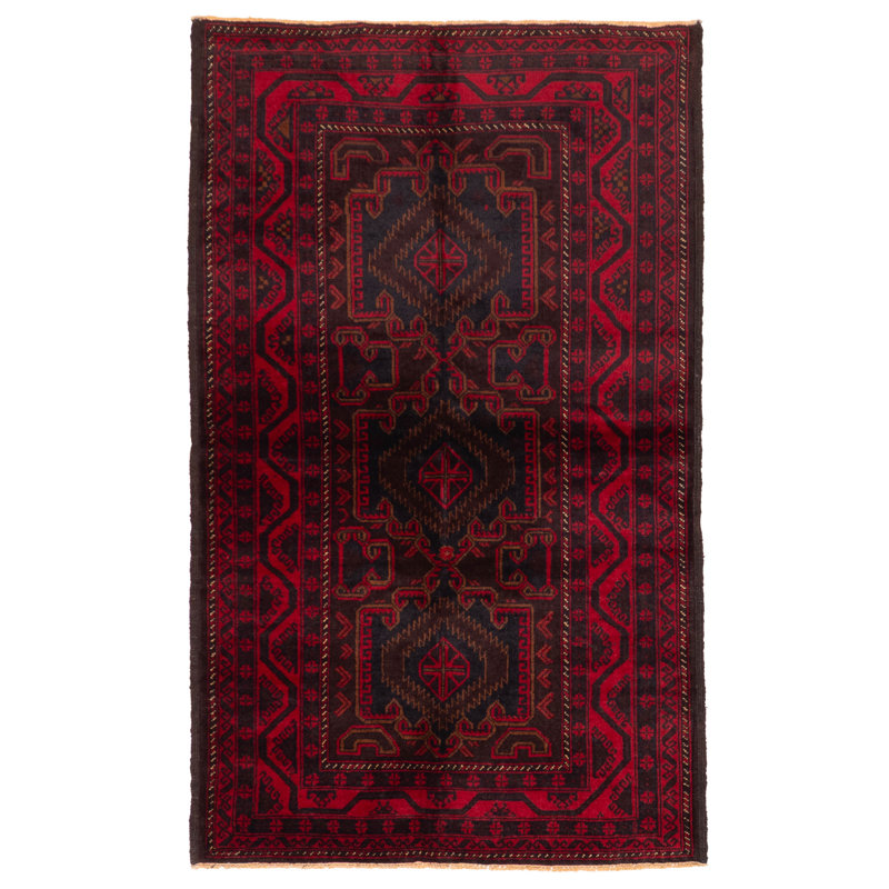 Tapis rouge Teimani 3 pi 8 po x 6 pi 4 po