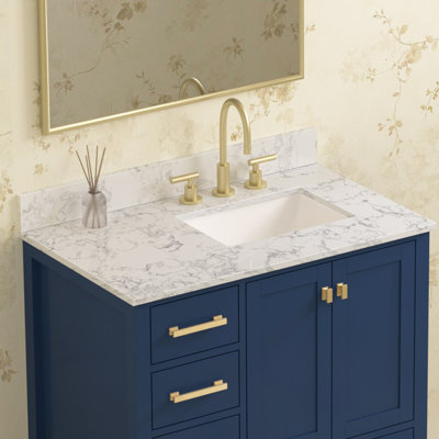 Plateau de meuble-lavabo en pierre d'ingénierie 36 po avec lavabo et dosseret en céramique