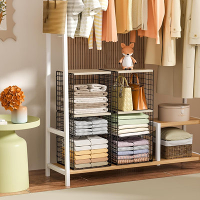 2-Piece Wardrobe Organization System, 4 Storage Baskets, with Adjustable Dividers, Expandable to 6 Levels, Extra-High-Capacity Shelving Unit, Ideal for Organizing Clothes in a Wardrobe