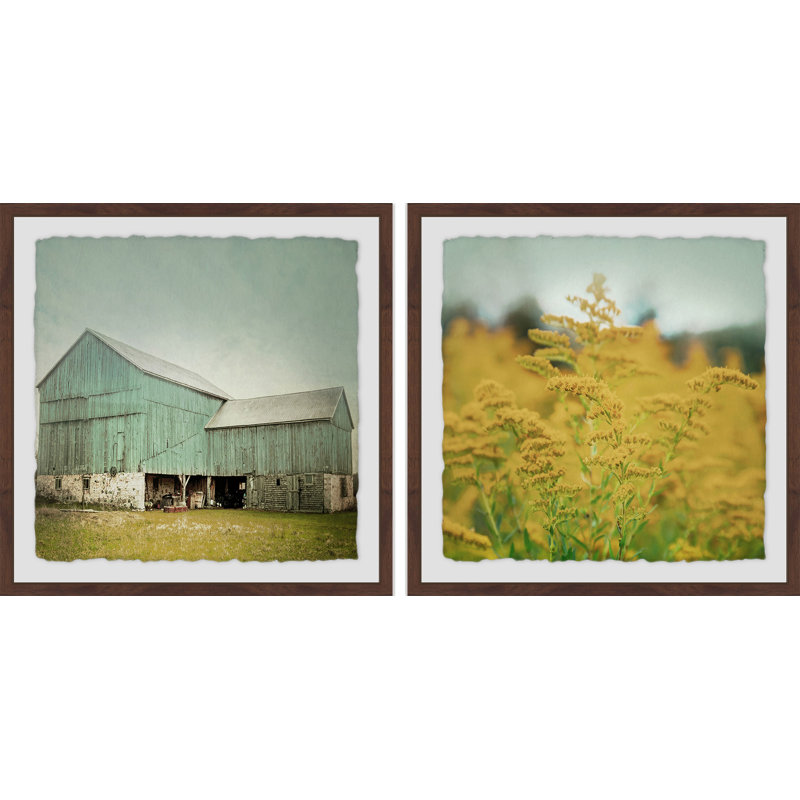 Barn Bloom Diptych - Ensemble de 2 reproductions de photos sur papier encadrées, H 12 po x l 12 po x P 1,5 po