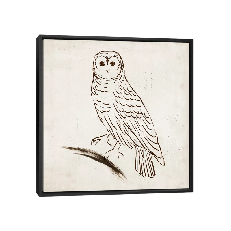 «Owl I», reproduction sur toile, H 18 po x l 18 po x P 1,5 po, Toile avec cadre noir, Pas de tapis