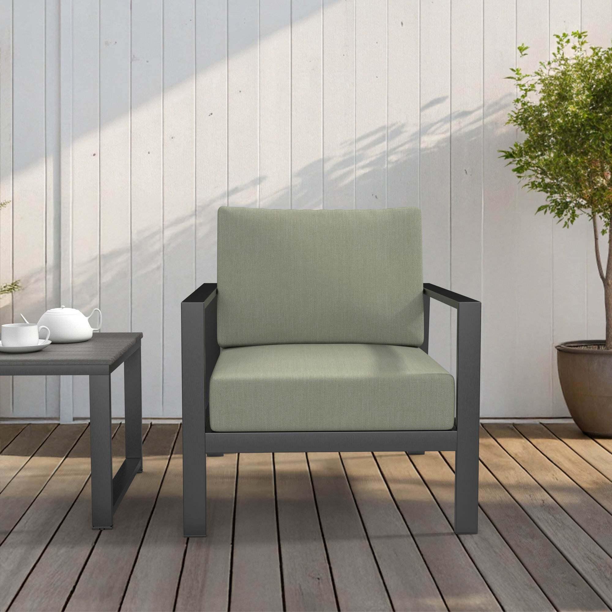Outdoor Sunbrella Seat/Back Cushion, Sunbrella Canvas Seasalt