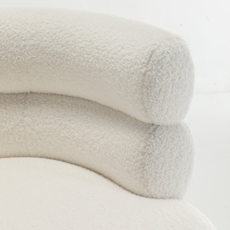 Fauteuil demi-tonneau l 30 po Demetrius, Tissu en peluche blanc