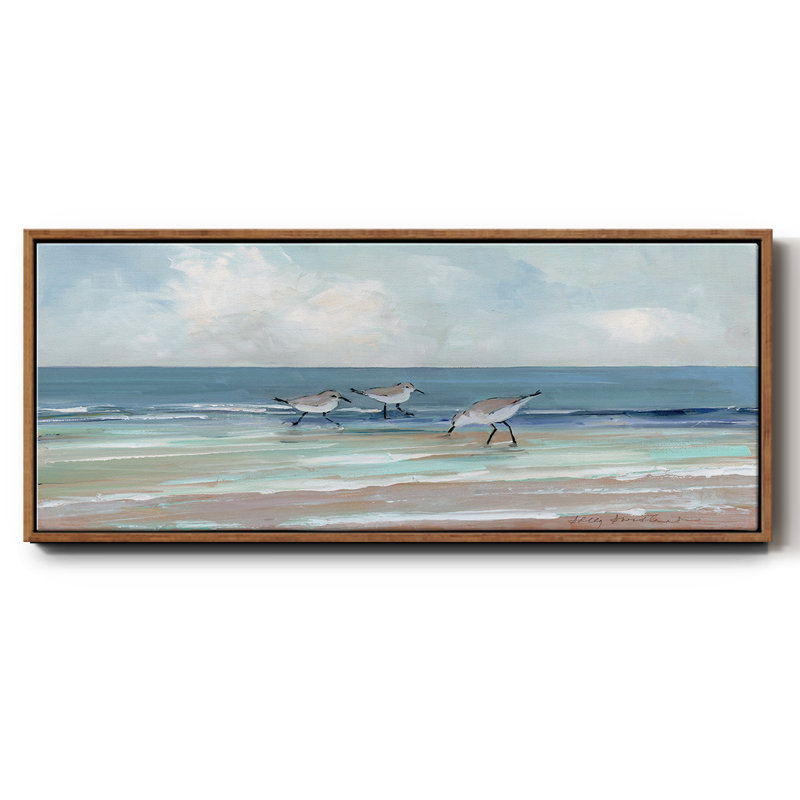 " Shore Searching I ", Walnut Floater Framed Canvas, 24" H x 60" W x 1.5" D
