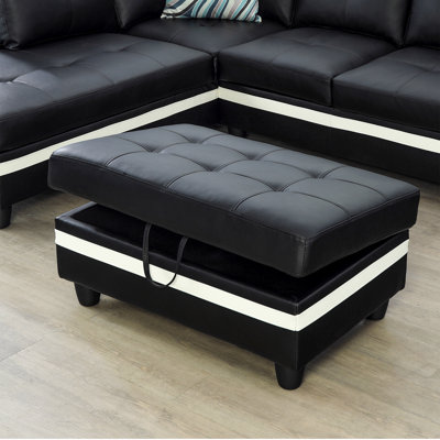 Ensemble de canapé et de méridienne 104 en tissu synthétique blanc avec repose-pieds avec rangement 104 (faisant face à gauche)