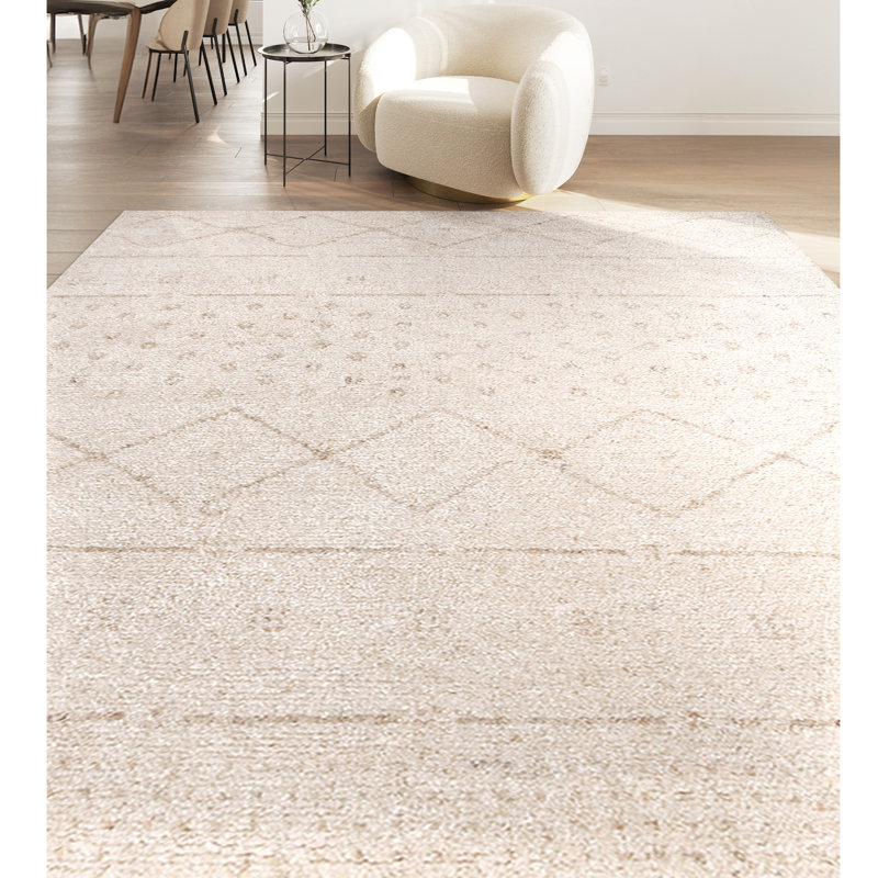 Wool Oriental Area Rug in Ivory, Rectangle 8' x 10'