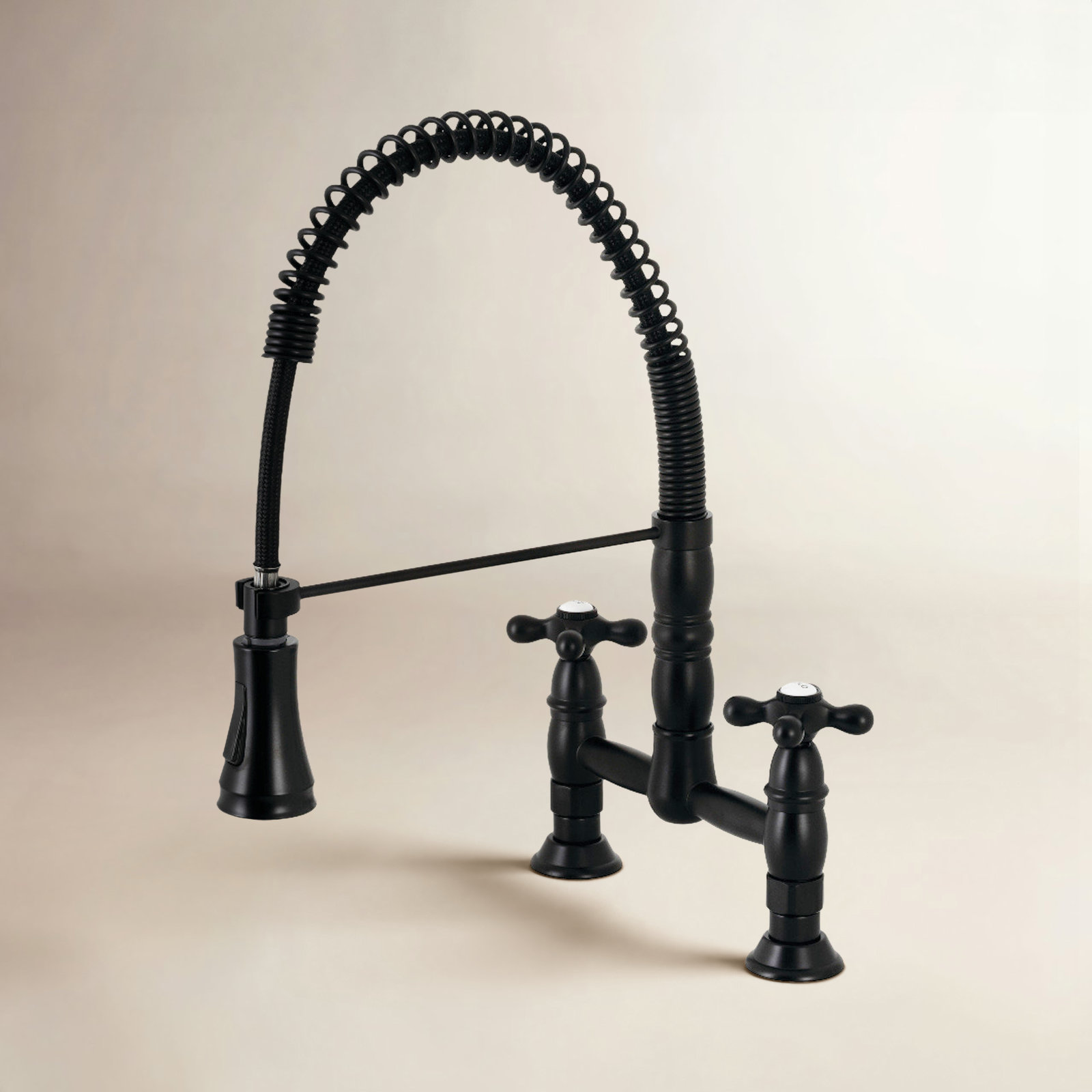 Kingston Brass Heritage Pre-Rinse Bridge Faucet, Matte Black