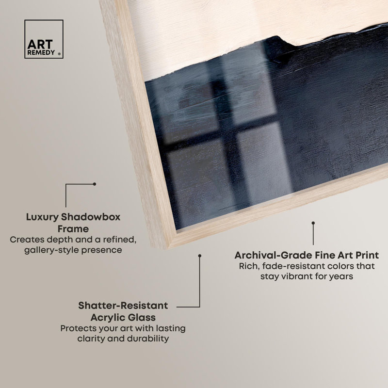 «Edge of the Land», impression minimaliste par Art Remedy, H 37 po x l 25 po, Crème, crème