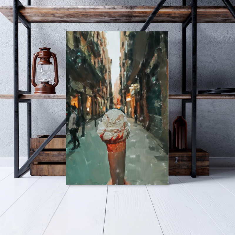 Ice Cream In Cone 1 - 1 pièce, impression sur toile tendue, H 14 po x l 11 po