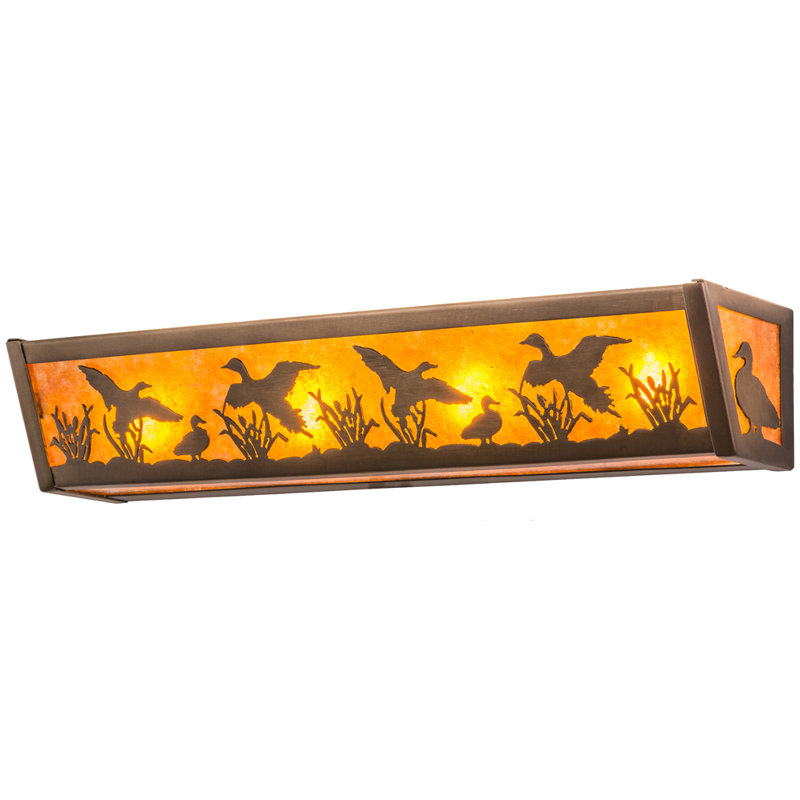 Rustic Lodge 4 - Light Bath Bar, Antique Copper, Amber