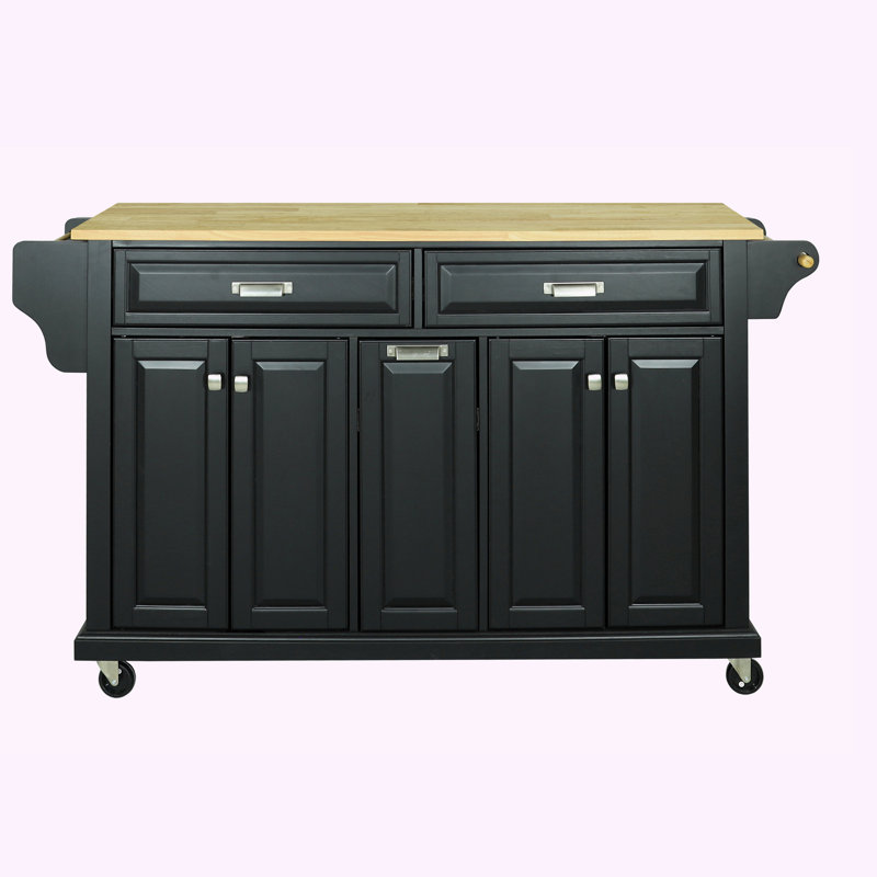 Jonah Solid Wood Top Kitchen Island, Black