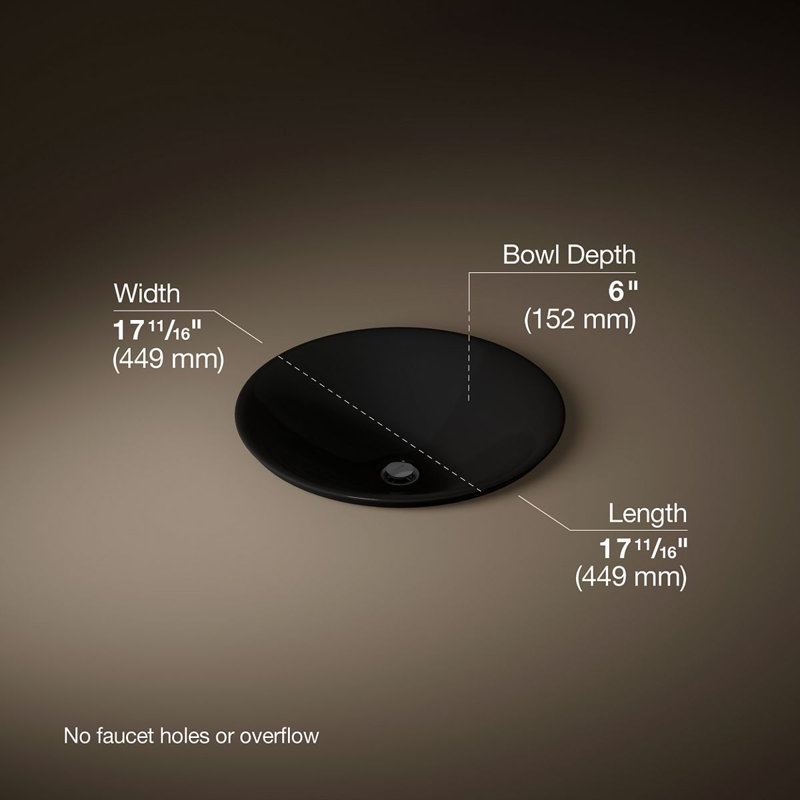 Carillon Circular Vessel Bathroom Sink, Black Black