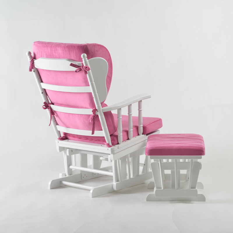 Chaise berçante et repose-pieds Azariyah Konfor, Rose, Blanc