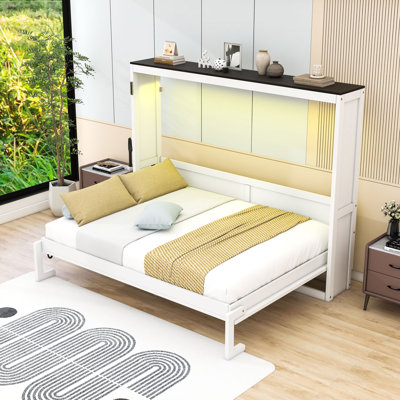 Wood Murphy Bed with LED Light